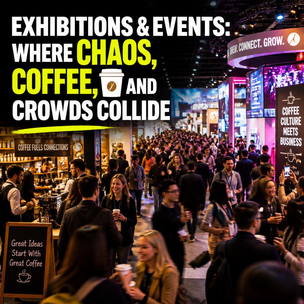 Exhibitions & Events: Where Chaos, Coffee, and Crowds Collide